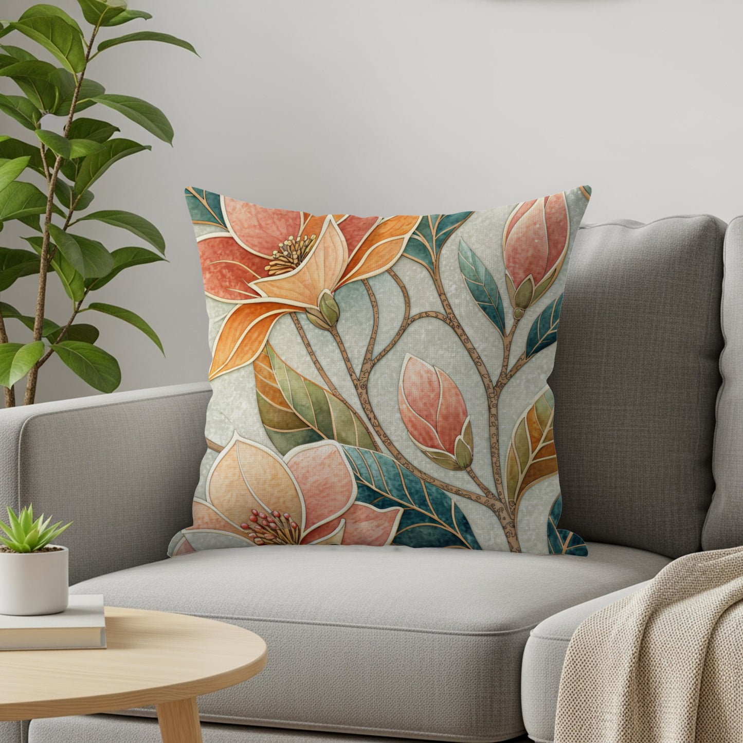 Colorful Floral Pattern Decorative Throw Pillow