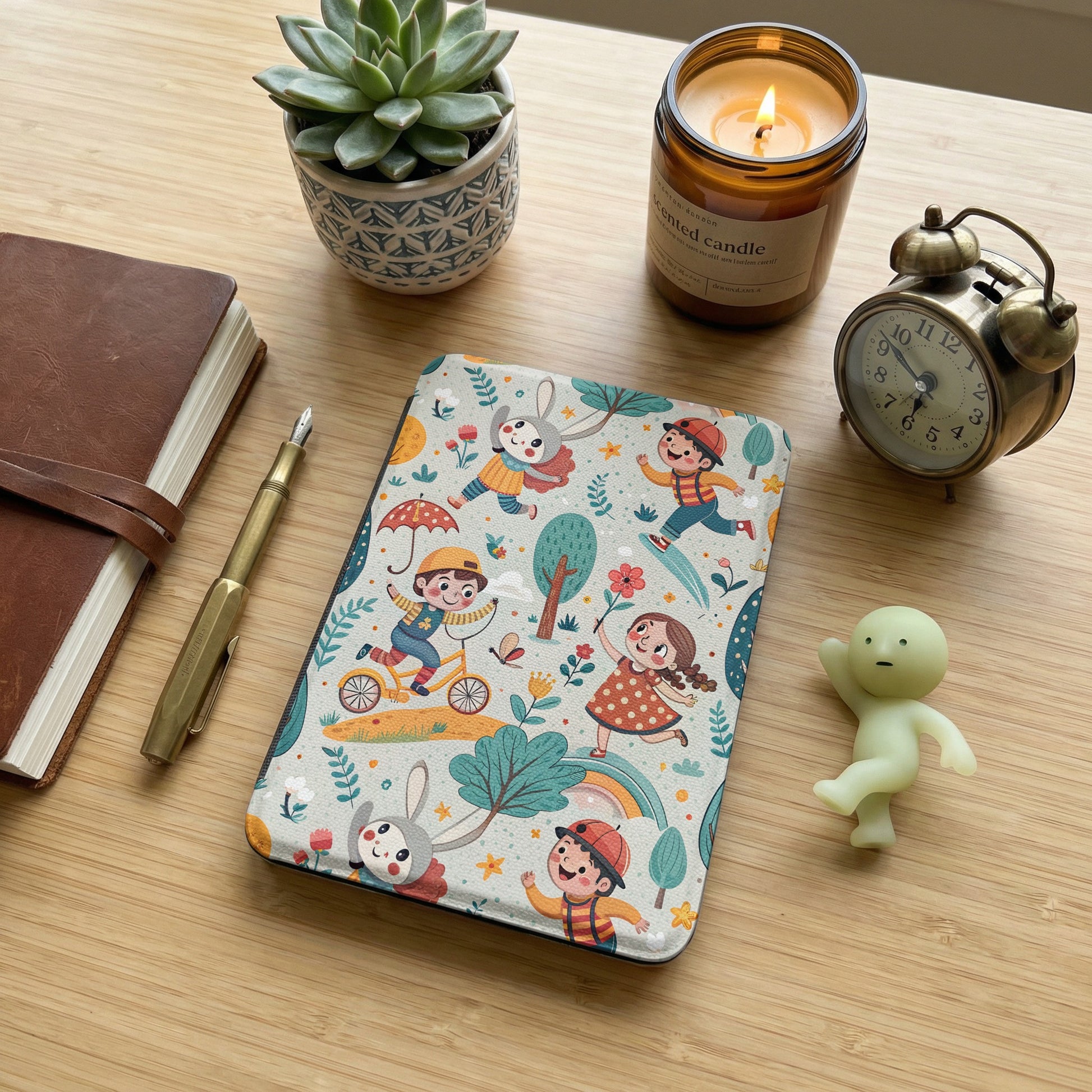 Colorful Kids Illustration Tablet Cover with Plants