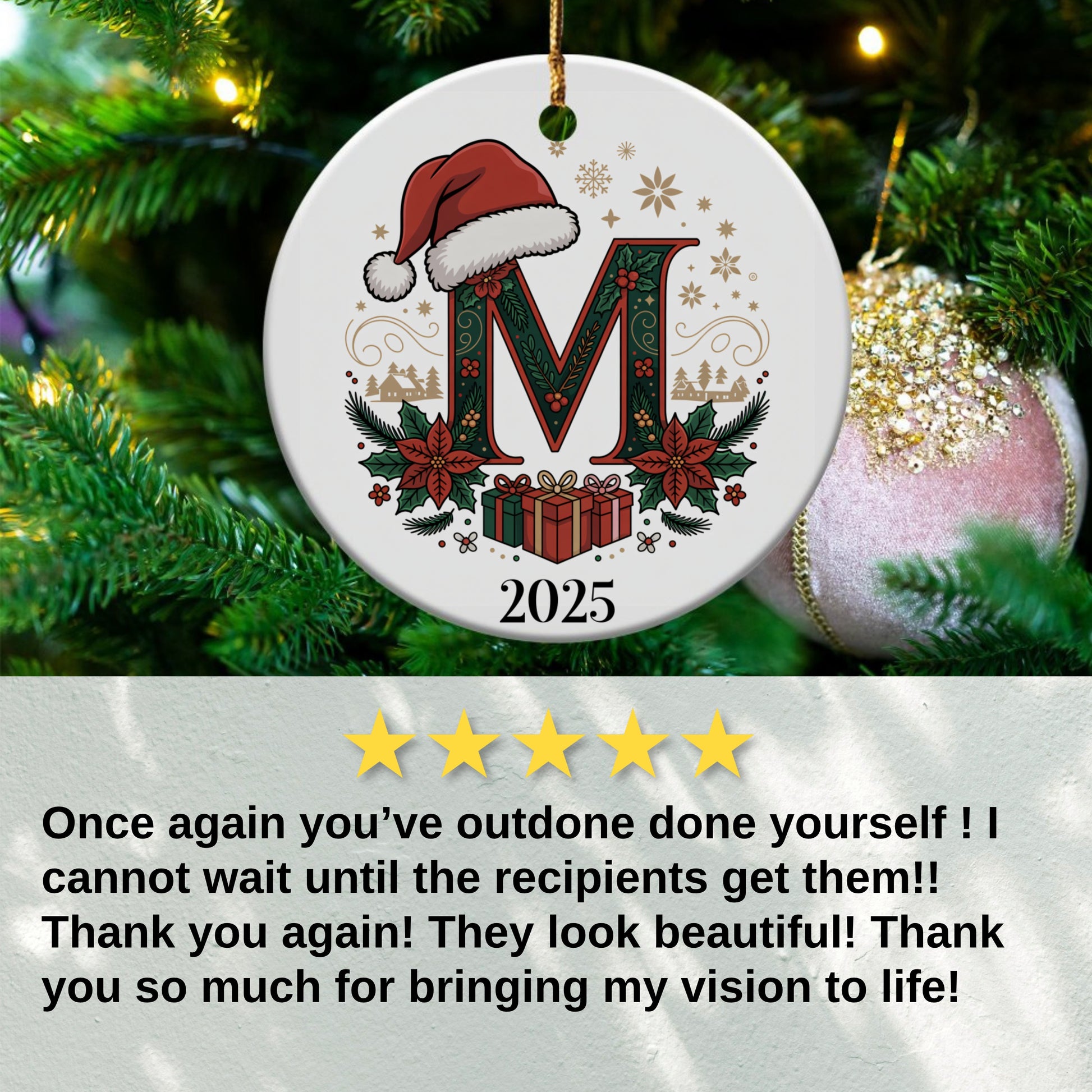 Personalized Christmas Initial Ornament Holiday product