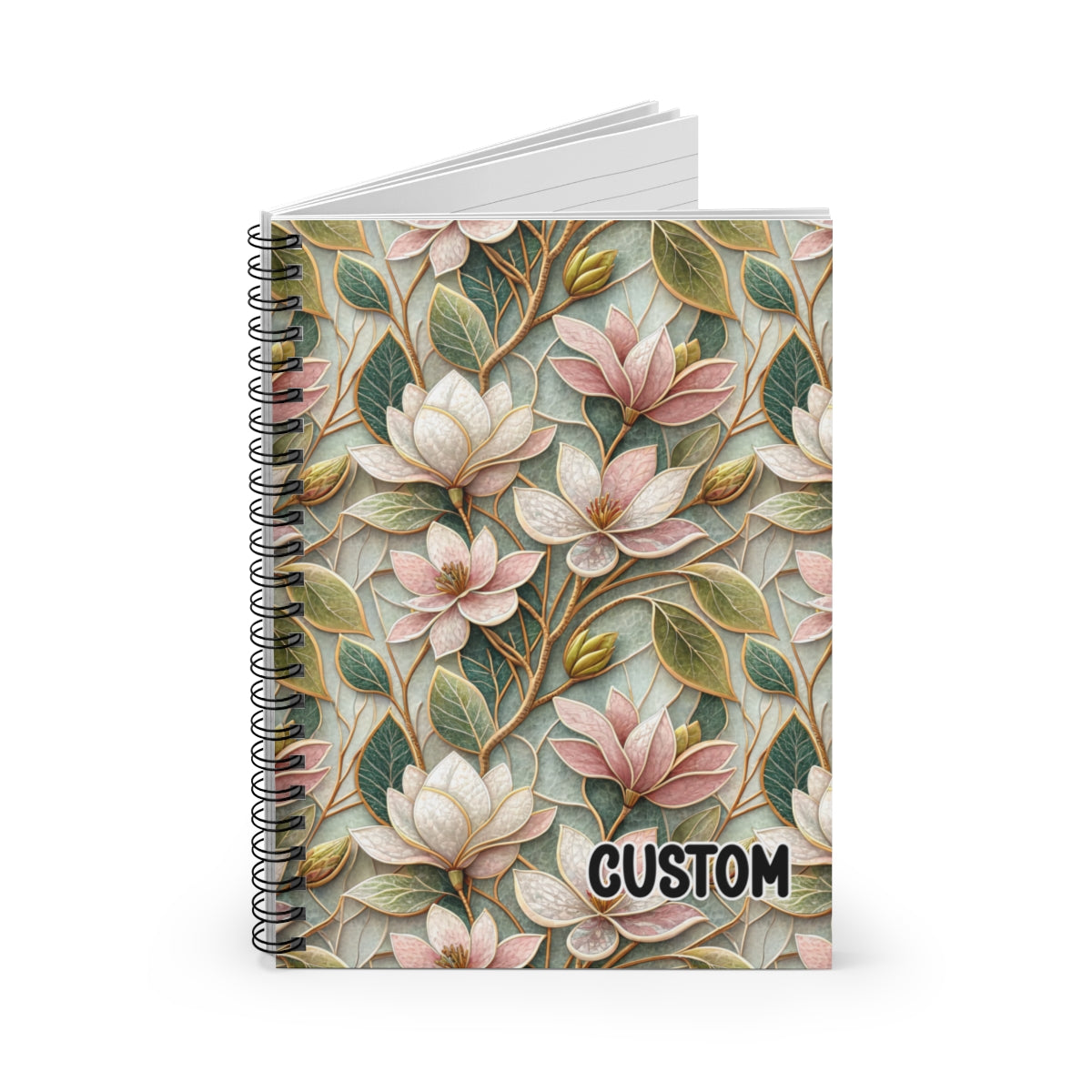 Custom Floral Print Spiral Notebook Journal
