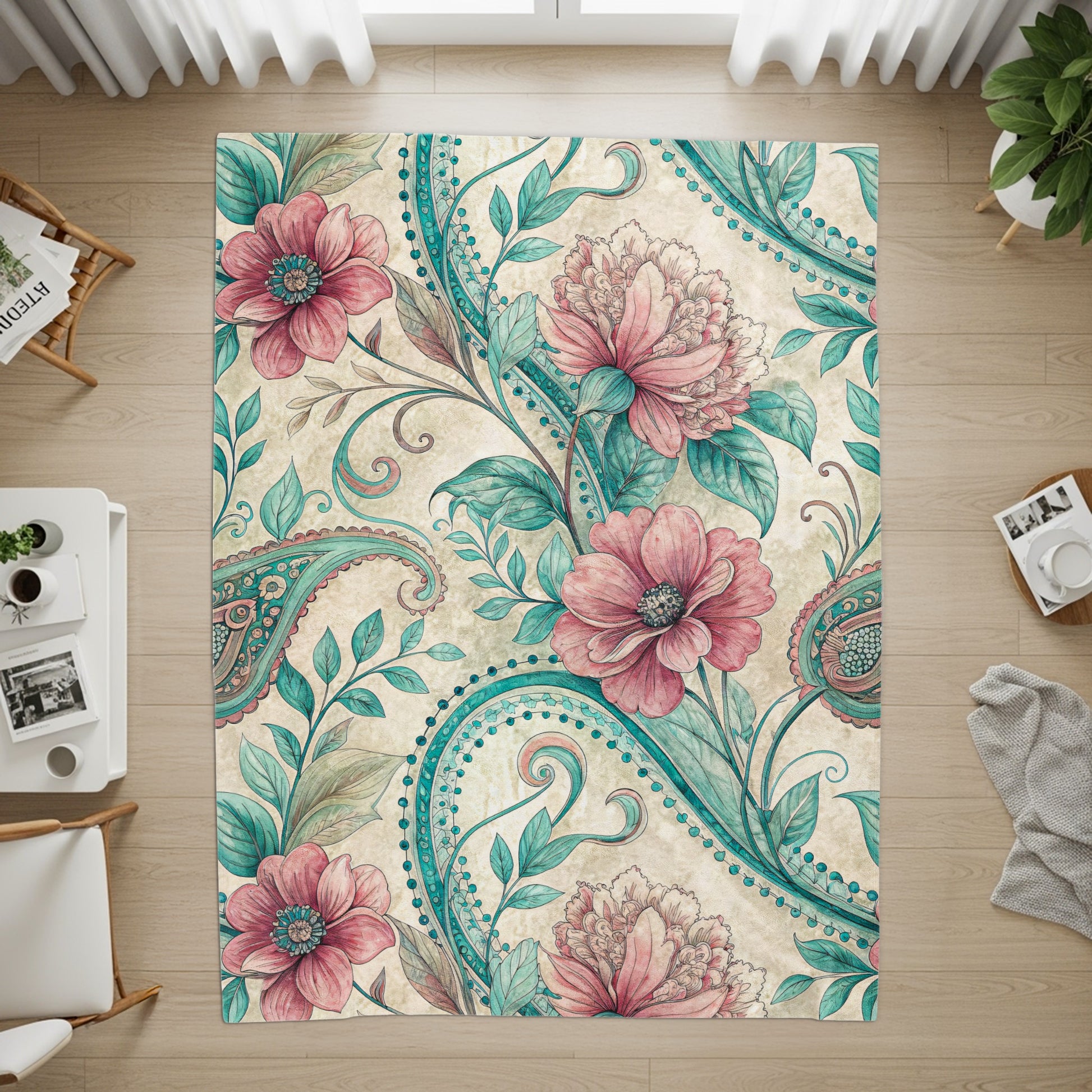 Elegant Floral Paisleys and Blooms Artistic Velveteen Plush Blankets - Walk Greener
