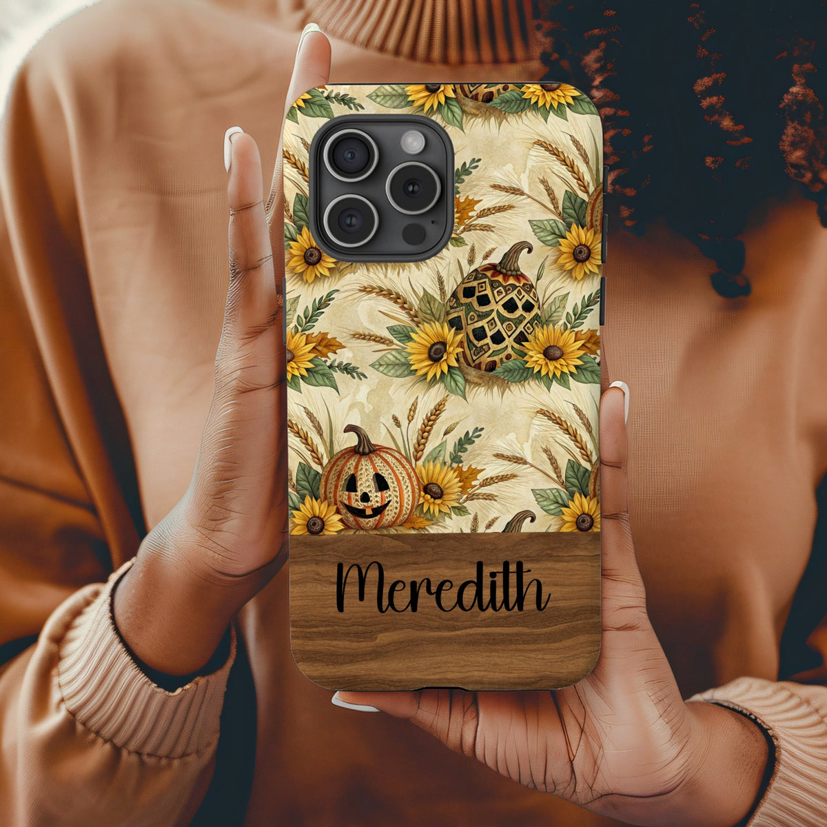 Personalized Pumpkin and Sunflower Phone Case