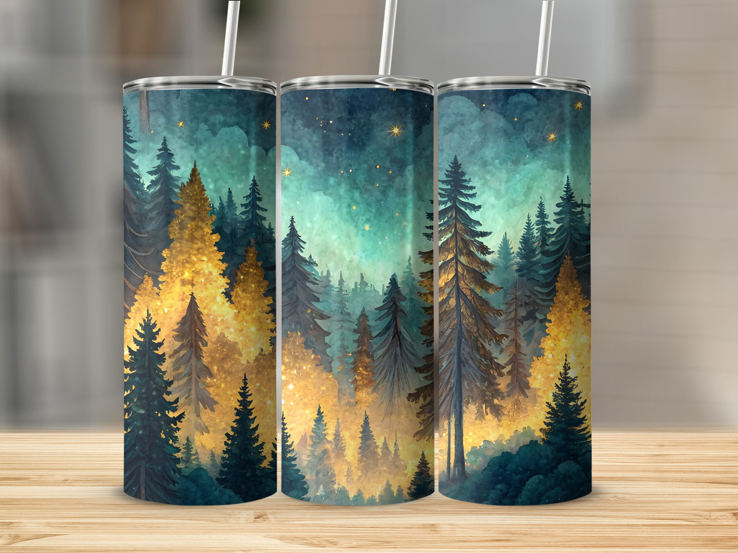 Enchanting Forest Twilight Sky Scenic Tumbler Product