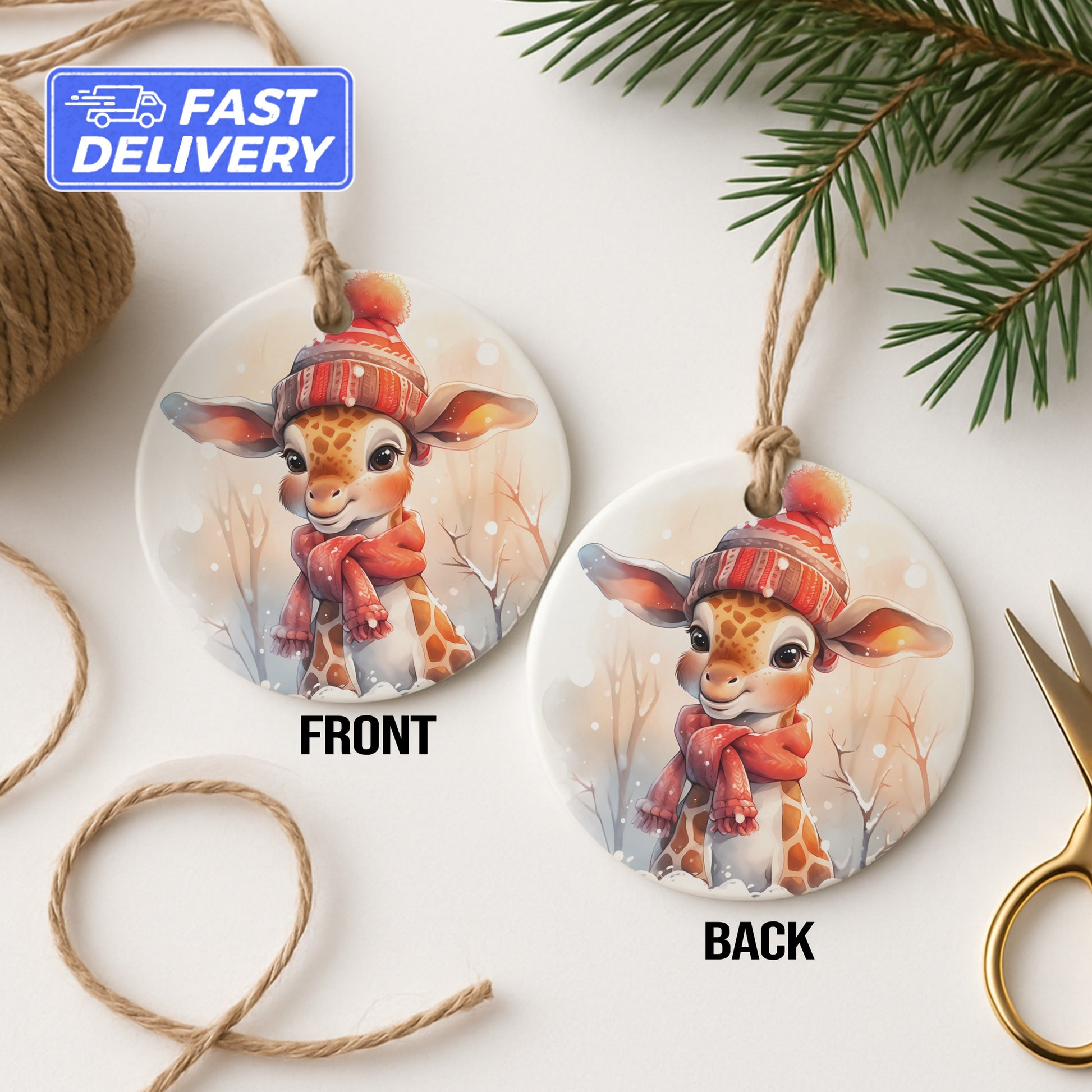 Cute Giraffe Winter Illustration Fast Delivery product type