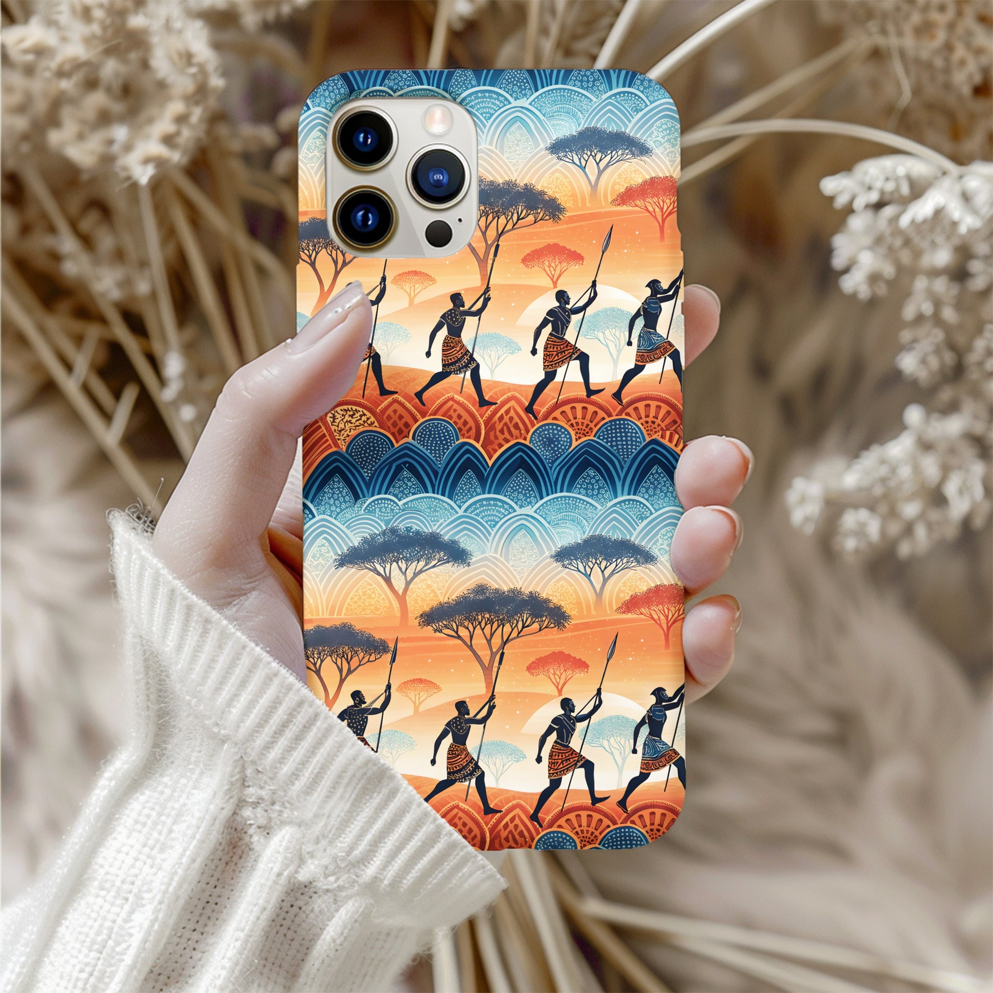African Savannah Silhouette With Custom Name Phone Case - Walk Greener