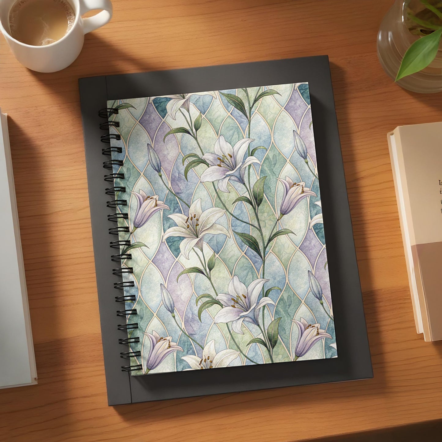 Elegant Floral Design Spiral Bound Notebook