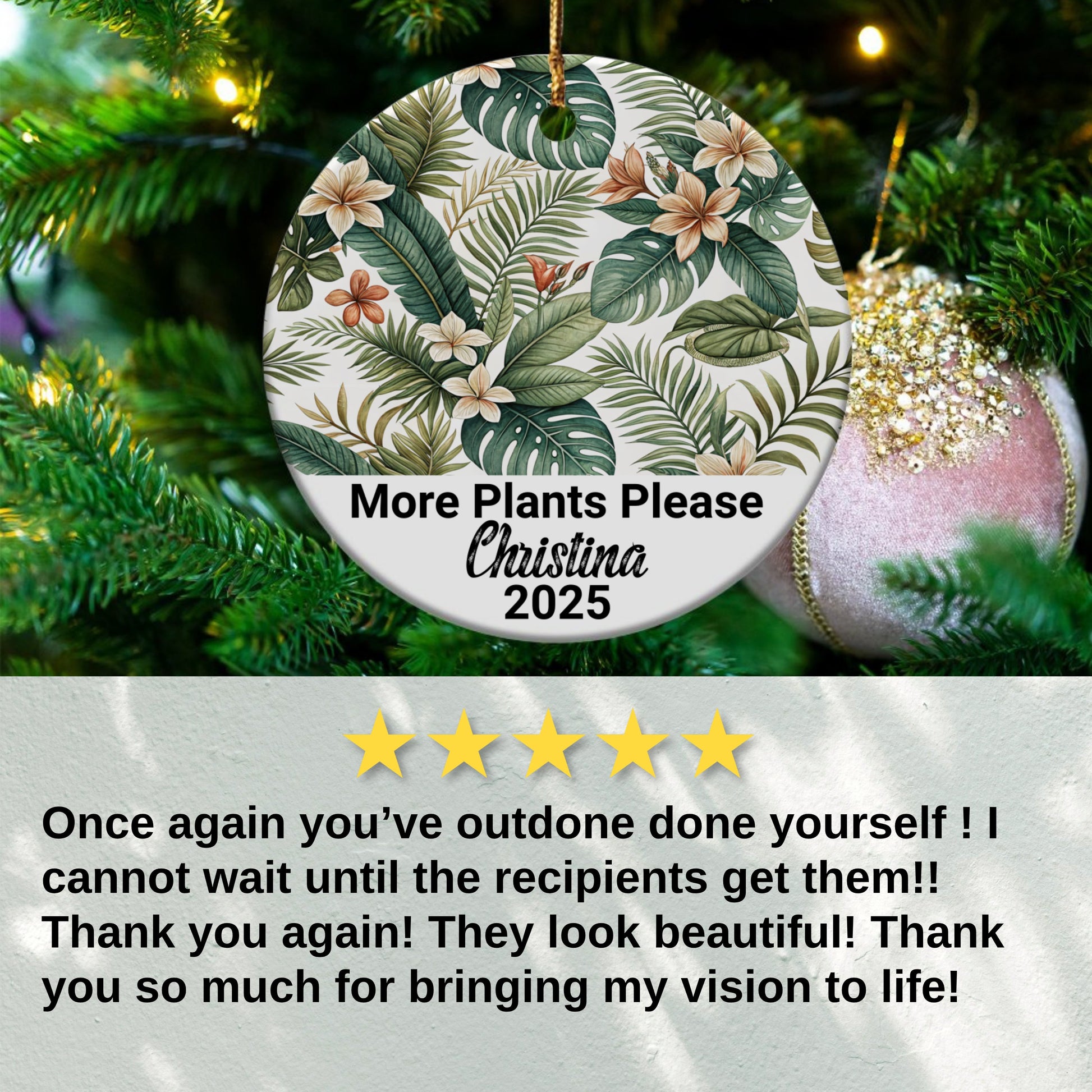 Tropical Leaf Design Personalized Ornament product