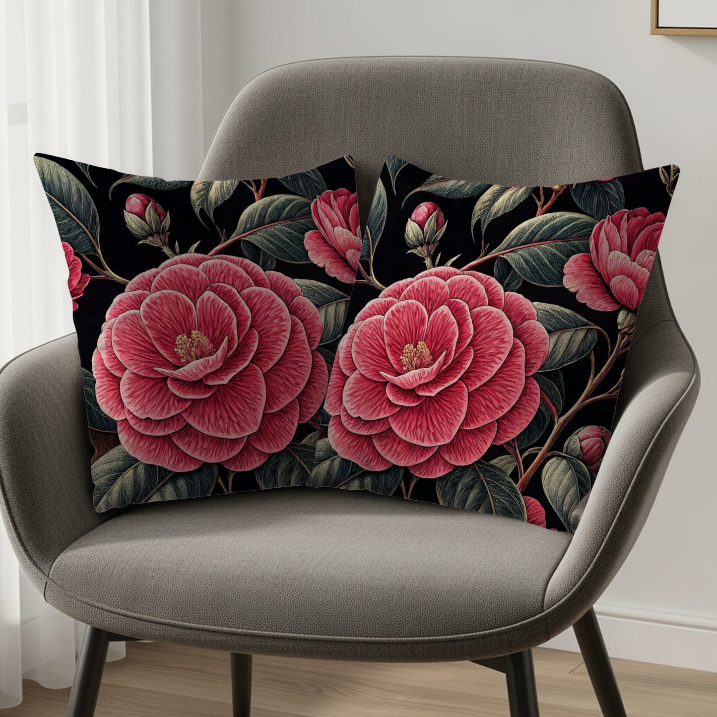 Elegant Floral Design Decorative Throw Pillow Set