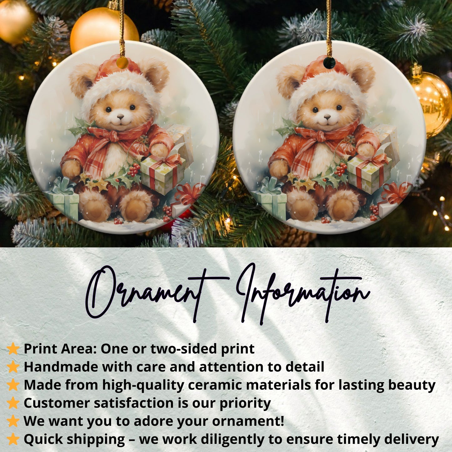 Cute Bear Christmas Ornament Ideal for Holiday Decor product