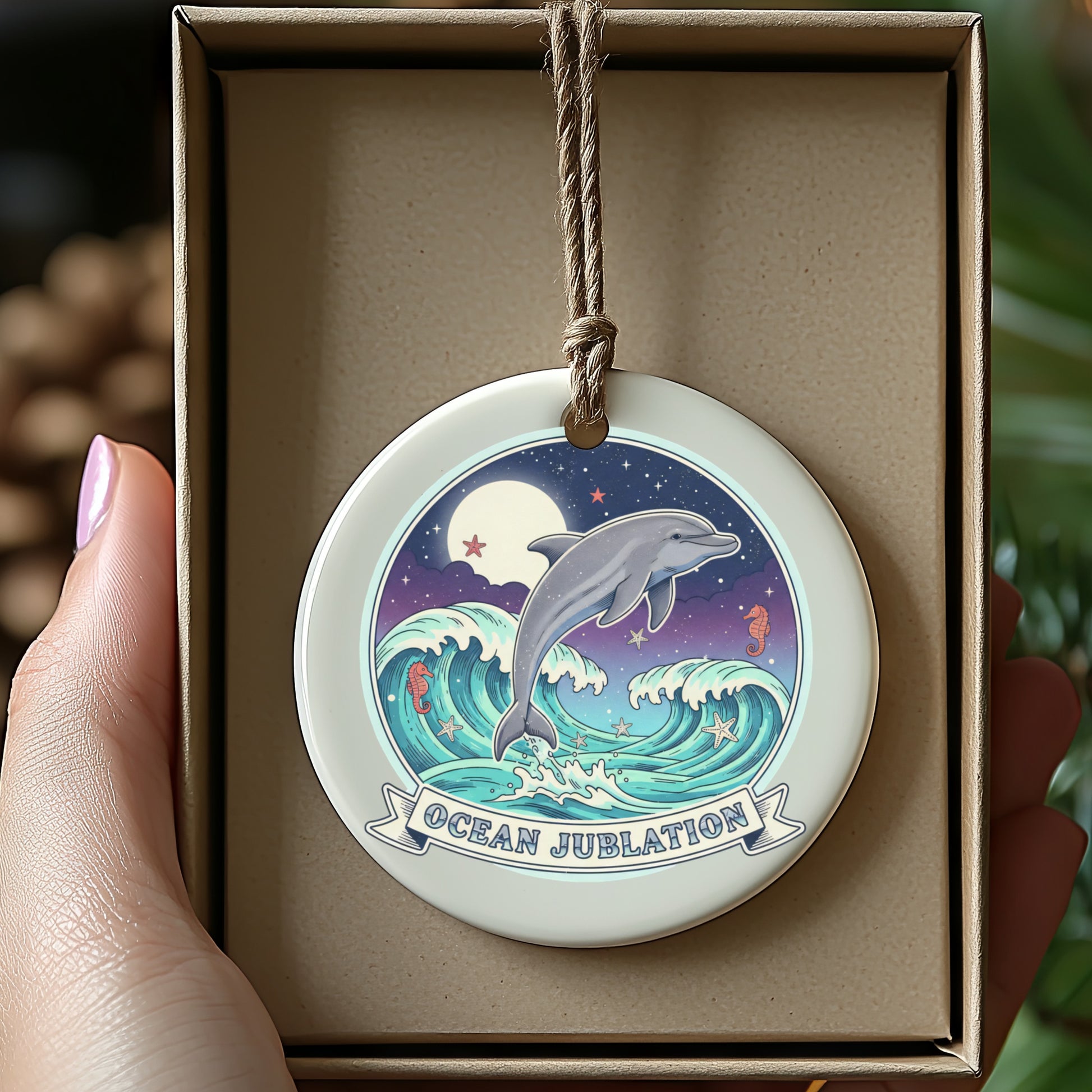 Ocean Jubilation Dolphin Waves Holiday Ornament product type