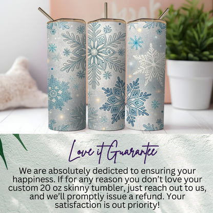 Snowflake Design Custom 20 oz Skinny Tumbler