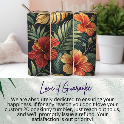Vibrant Floral 20 oz Skinny Tumbler with Straw