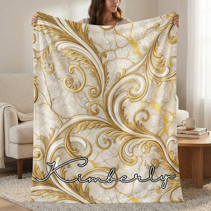 Customized Golden Swirl Design with Name Kimberly Blanket
