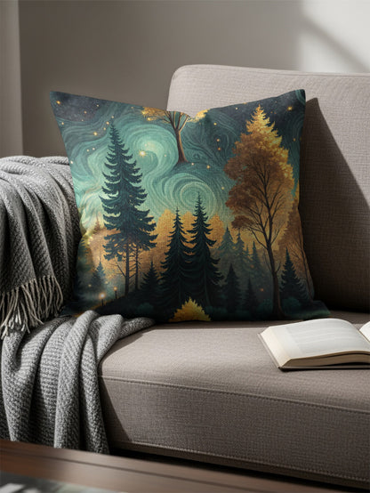 Enchanting Forest Scene Decorative Pillow