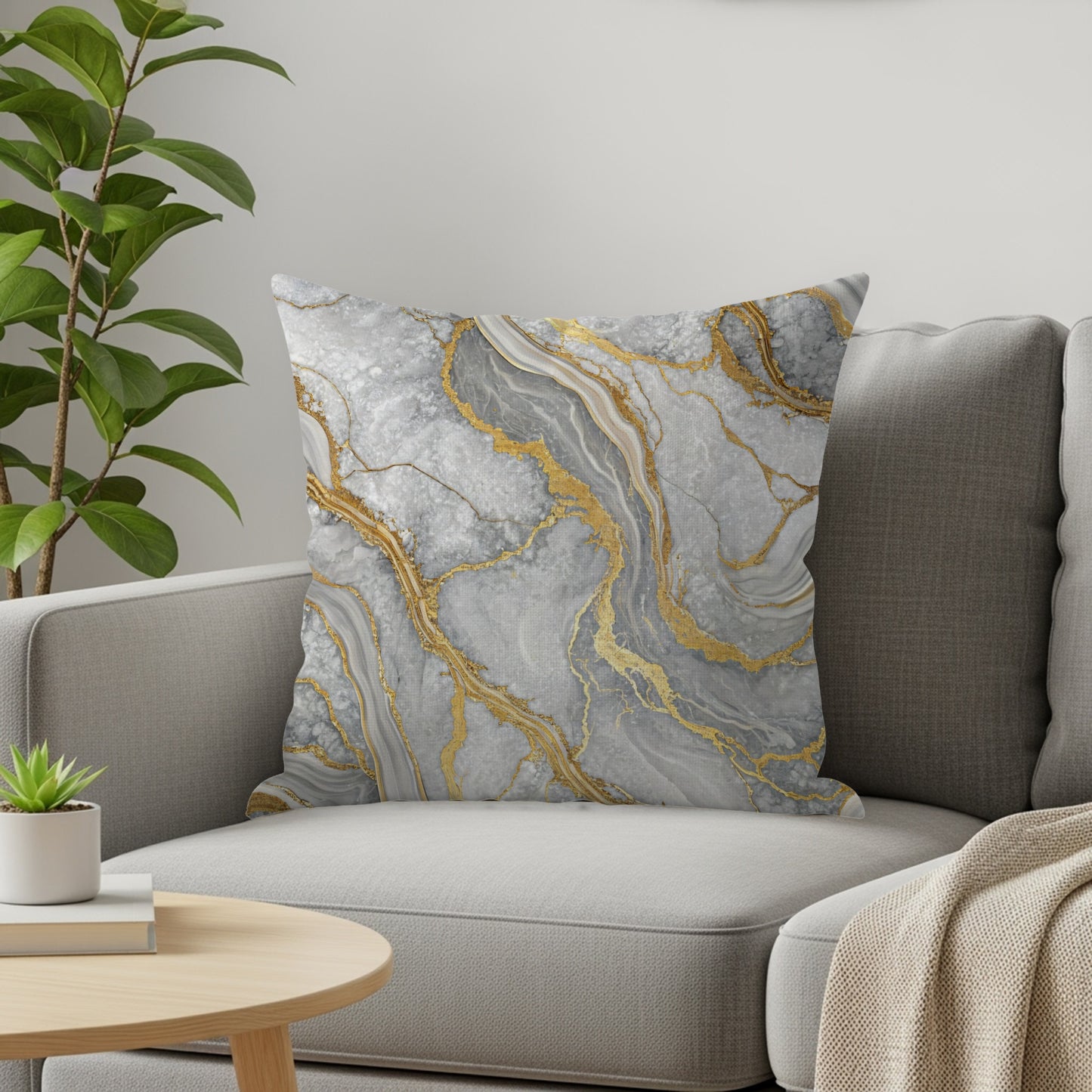 Luxurious Marble Pattern Throw Pillow  Decorative Accent
