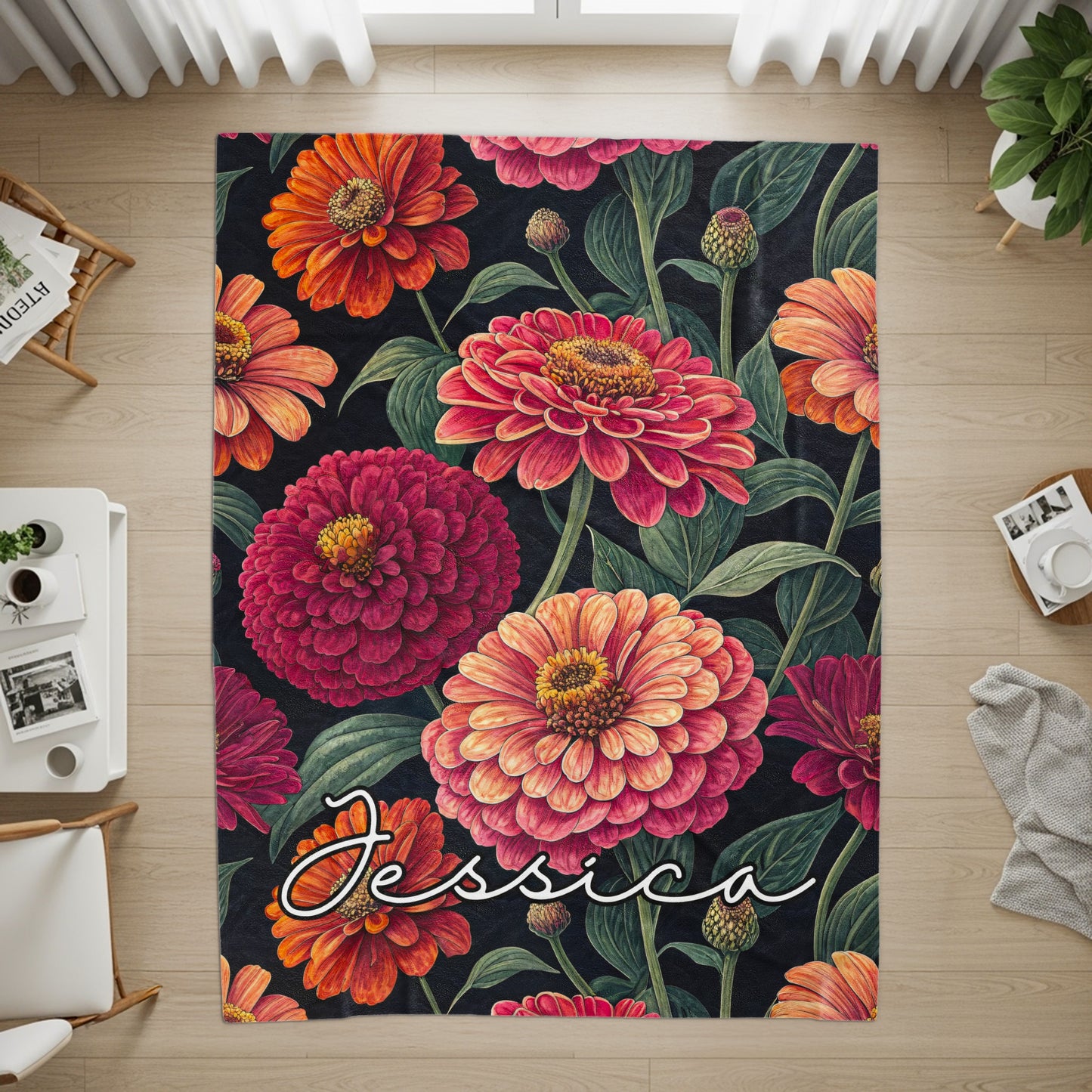 Dark Floral Custom Name with Vibrant Blooms Pattern - Walk Greener