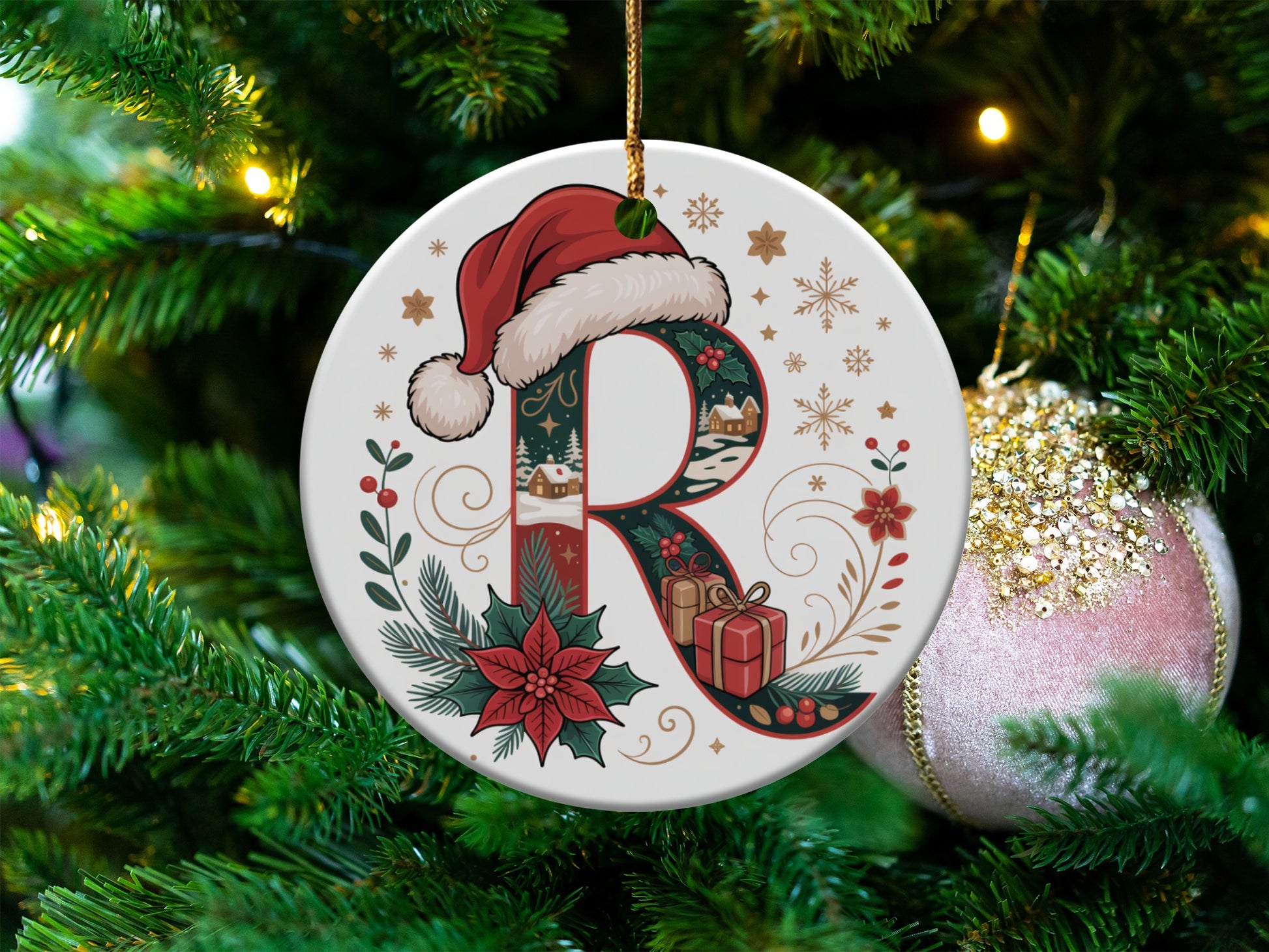 Festive Christmas Ornament with Letter R product