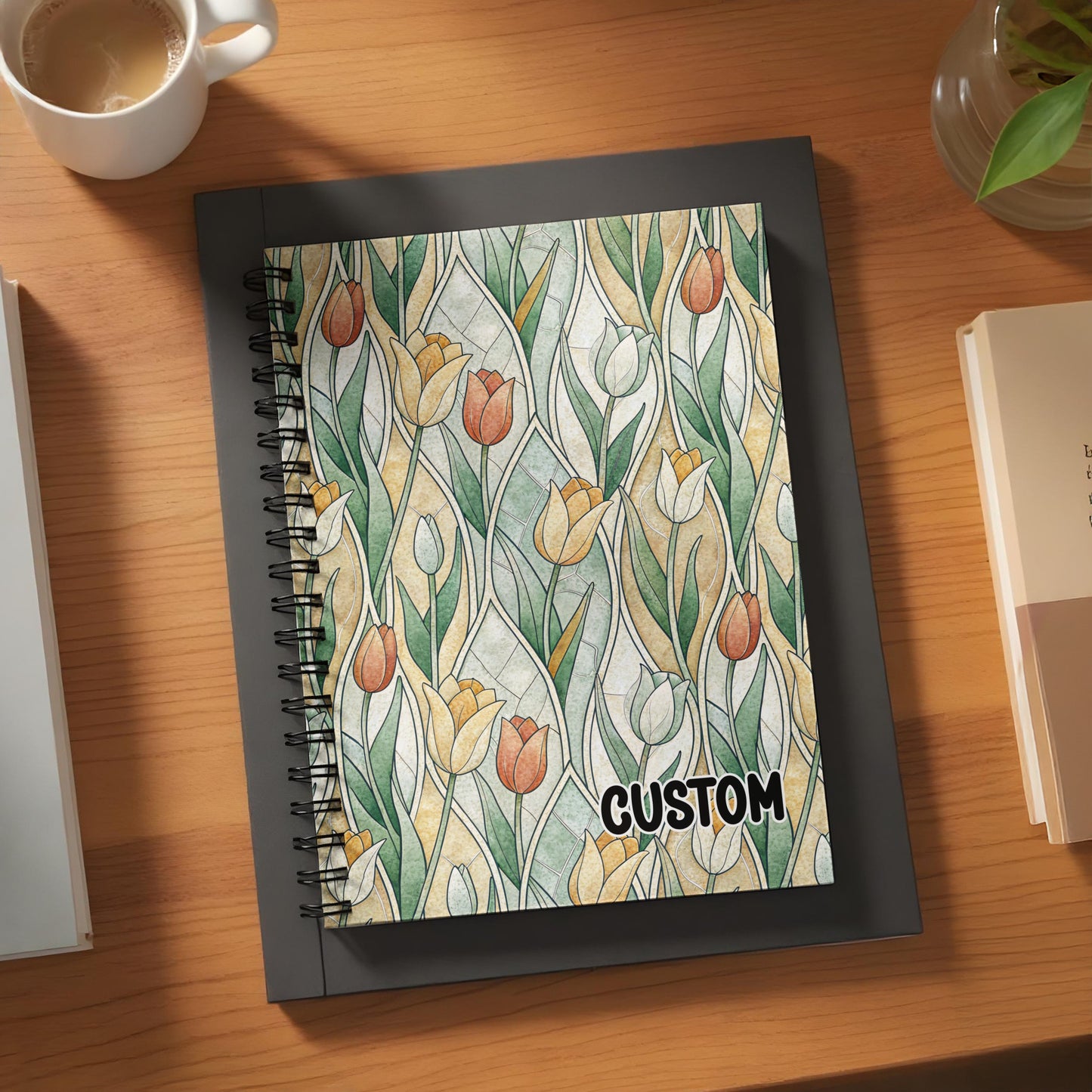 Custom Floral Pattern Spiral Notebook for Writing