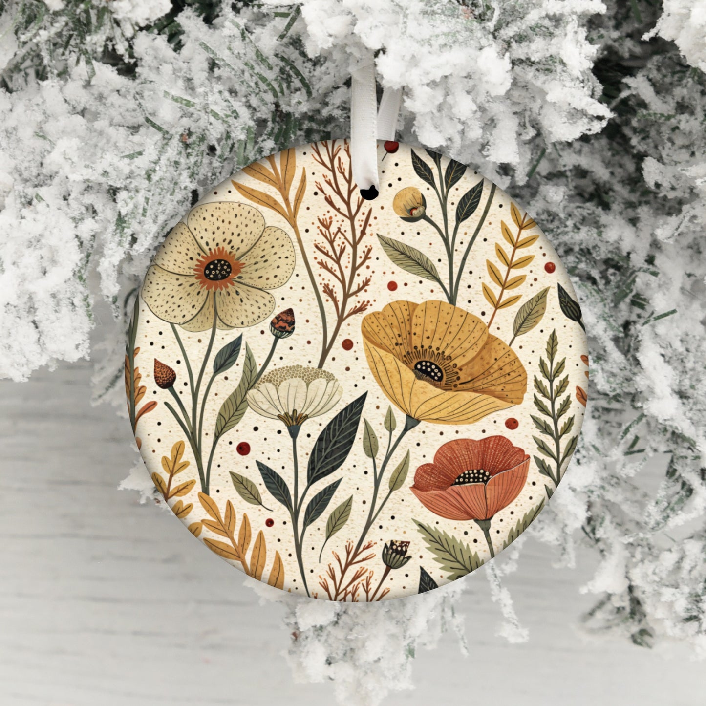 Beautiful Botanical Flower Design Christmas Ornament
