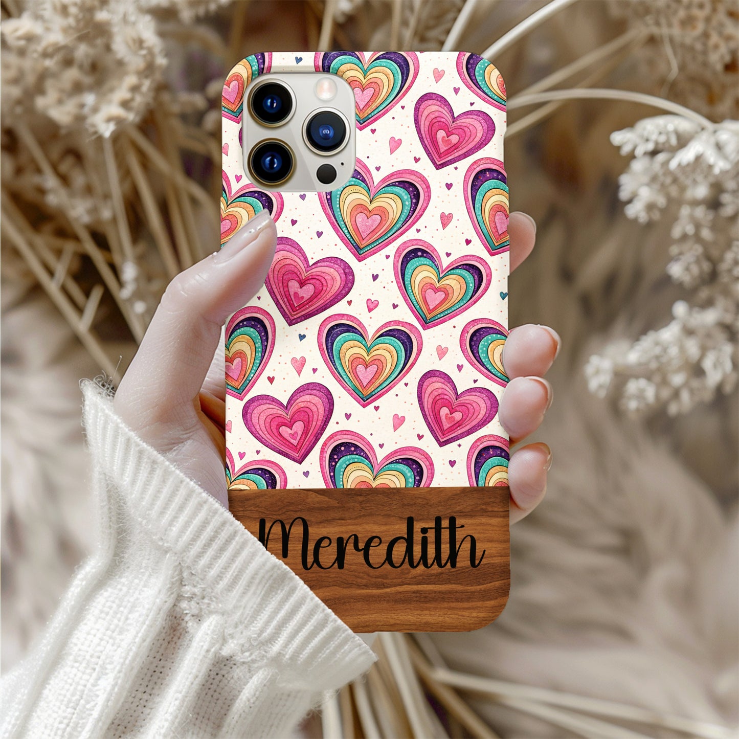 Heart Pattern with Custom Name Valentines Day Gift Custom Phone Case - Walk Greener