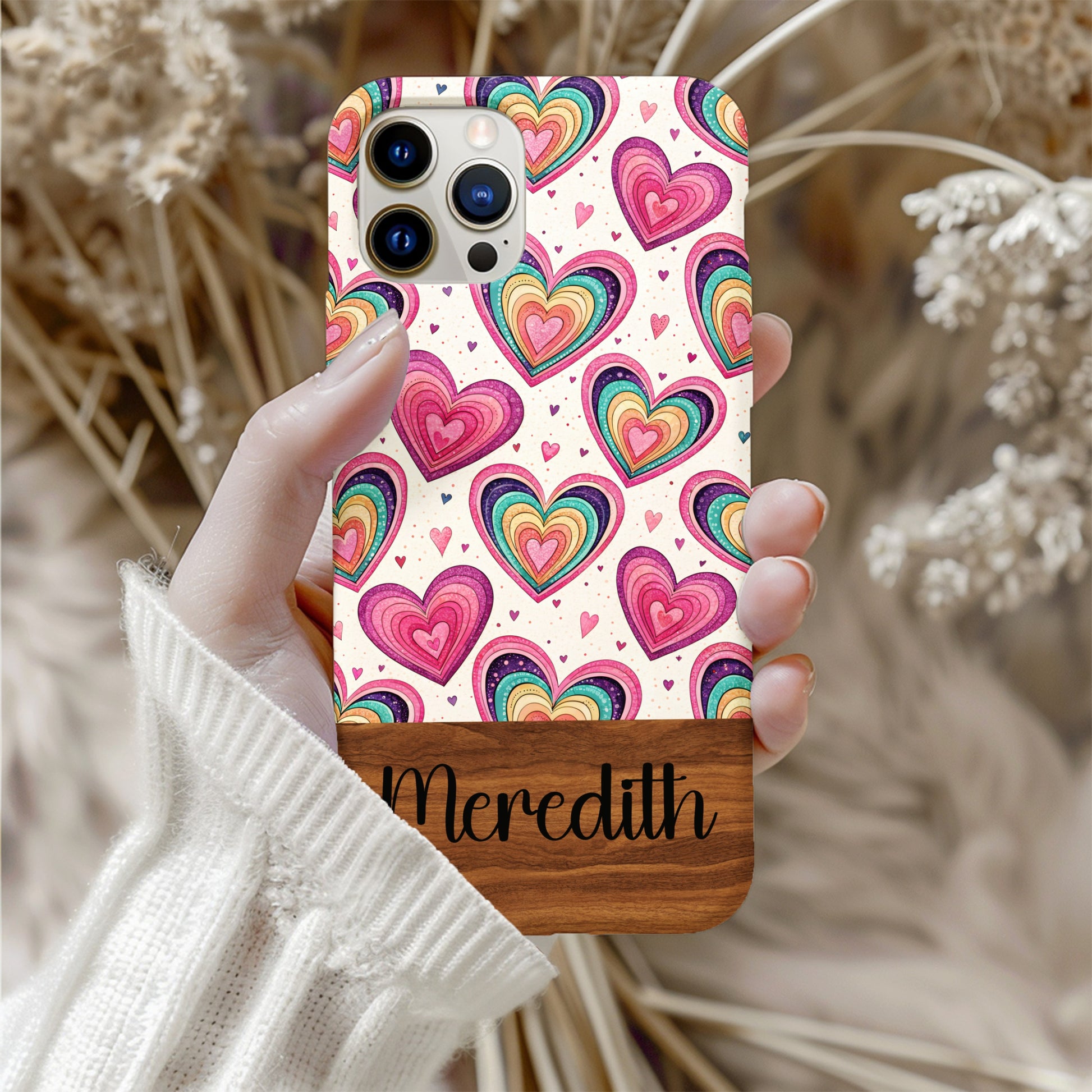 Heart Pattern with Custom Name Valentines Day Gift Custom Phone Case - Walk Greener