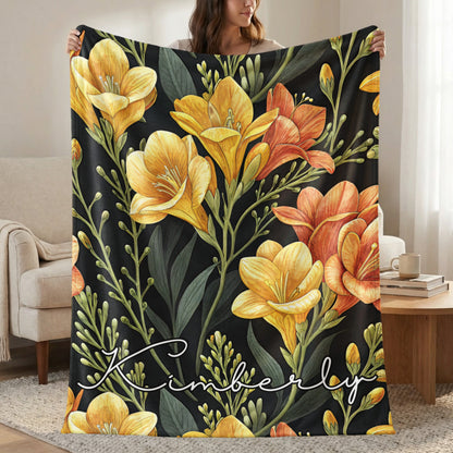 Floral Custom Name Design Perfect Gifts Custom Blanket - Walk Greener