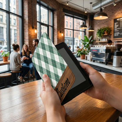 Custom Green Argyle Pattern Tablet Sleeve for All Devices