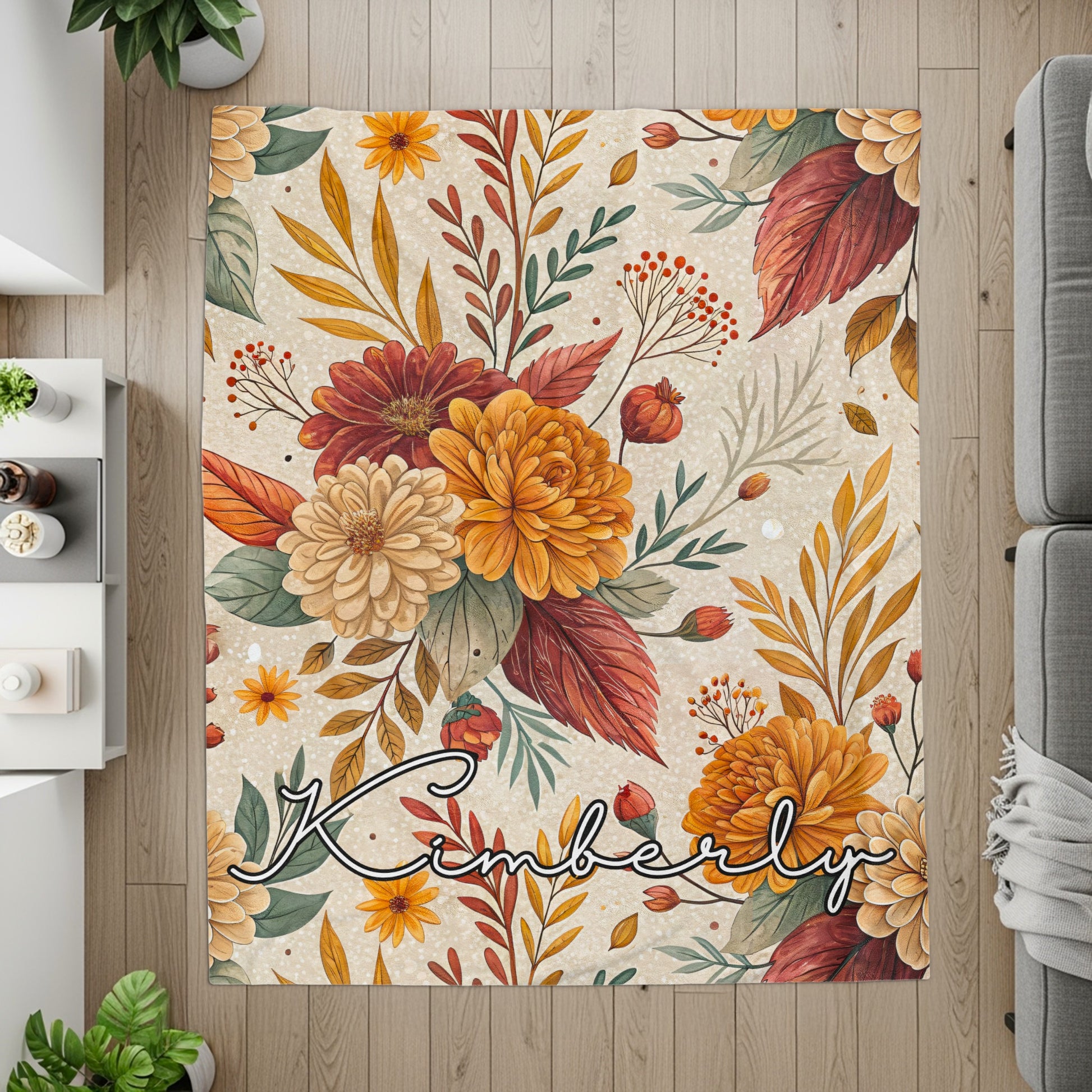 Colorful Floral Kimberyly Autumn Pattern Custom Rug
