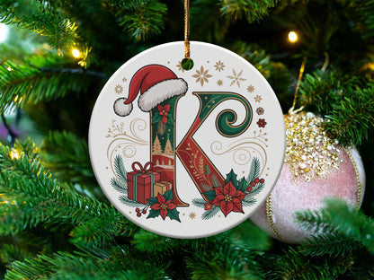 Festive Christmas Ornament with Letter K Holiday product