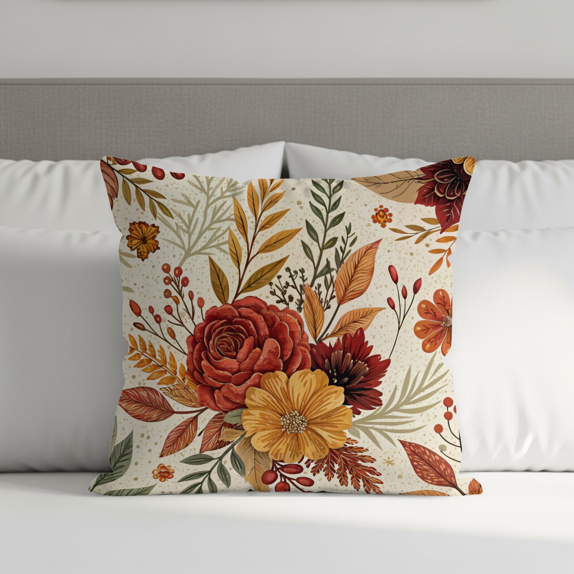Beautiful Autumn Flower Pattern Decorative Cushion Pillow