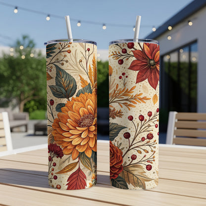 Autumn Floral Pattern Insulated Tumbler Cup Set