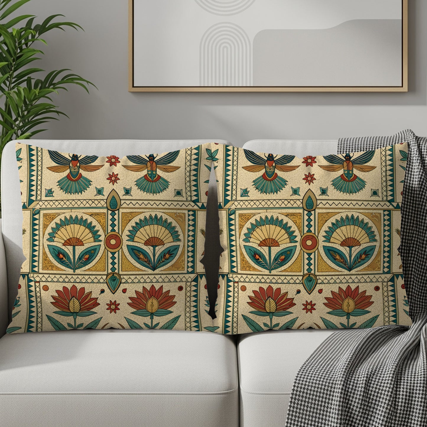 Vintage Floral and Bird Pattern Decorative Pillow Set
