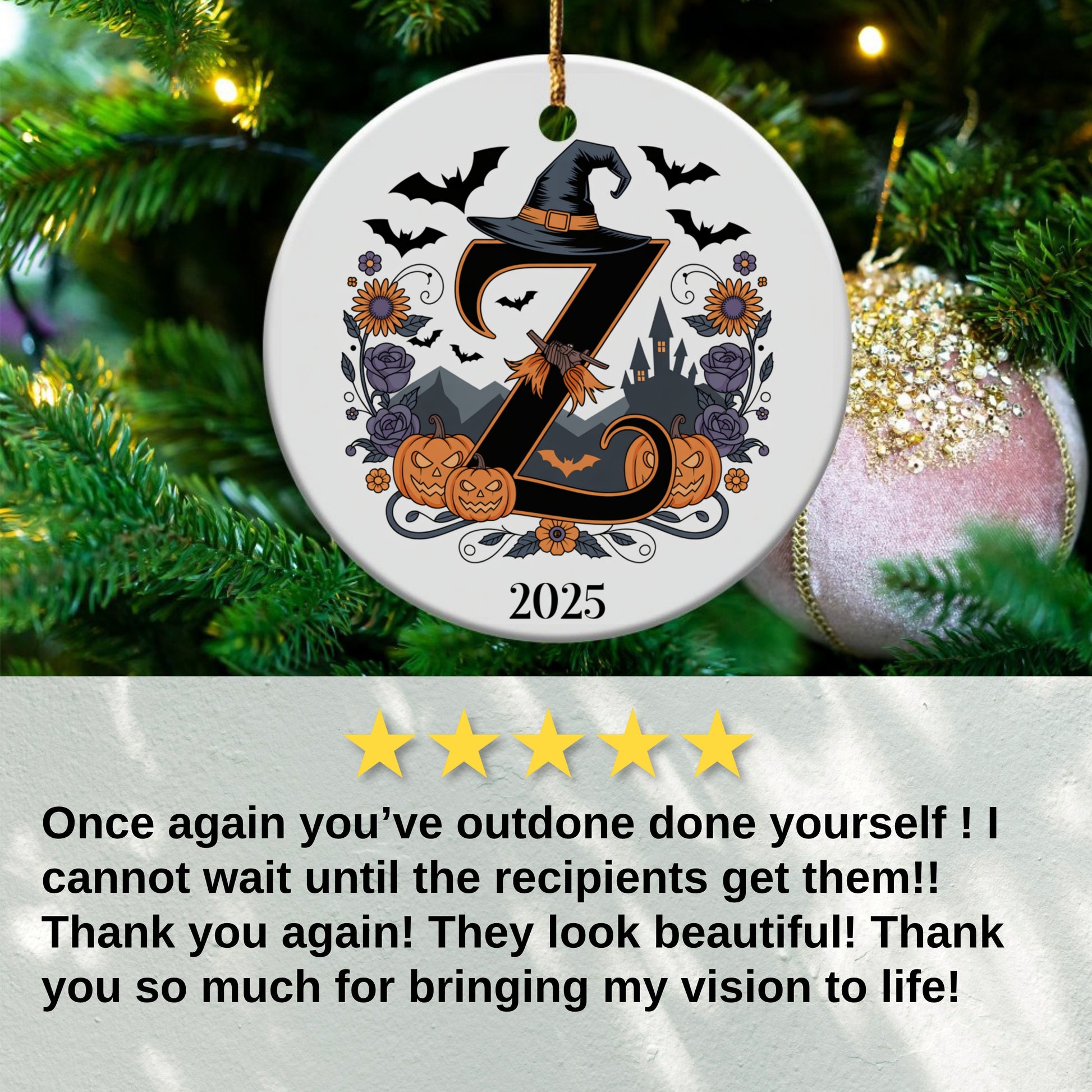 Personalized Halloween Witch Initial Ornament product type