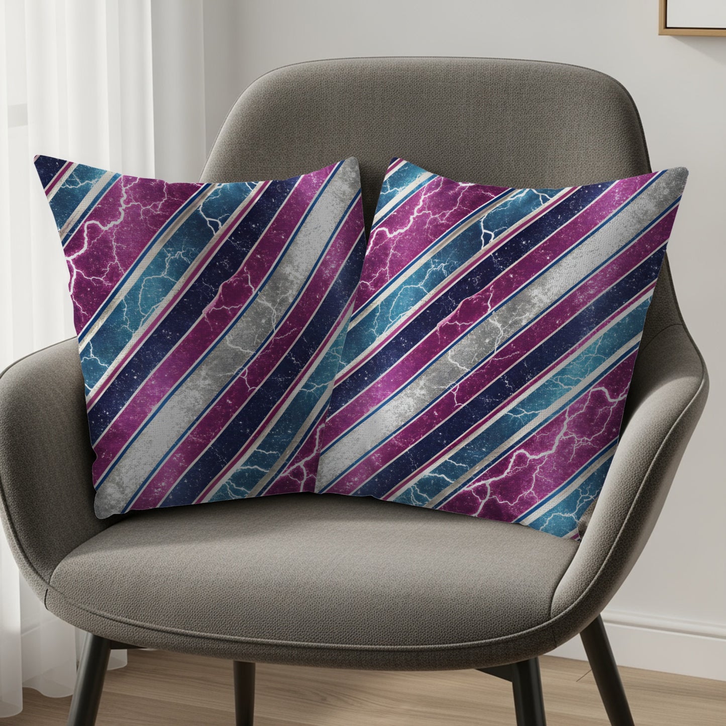 Diagonal Lightning and Stripe Patterned Design Throw Pillows - Walk Greener