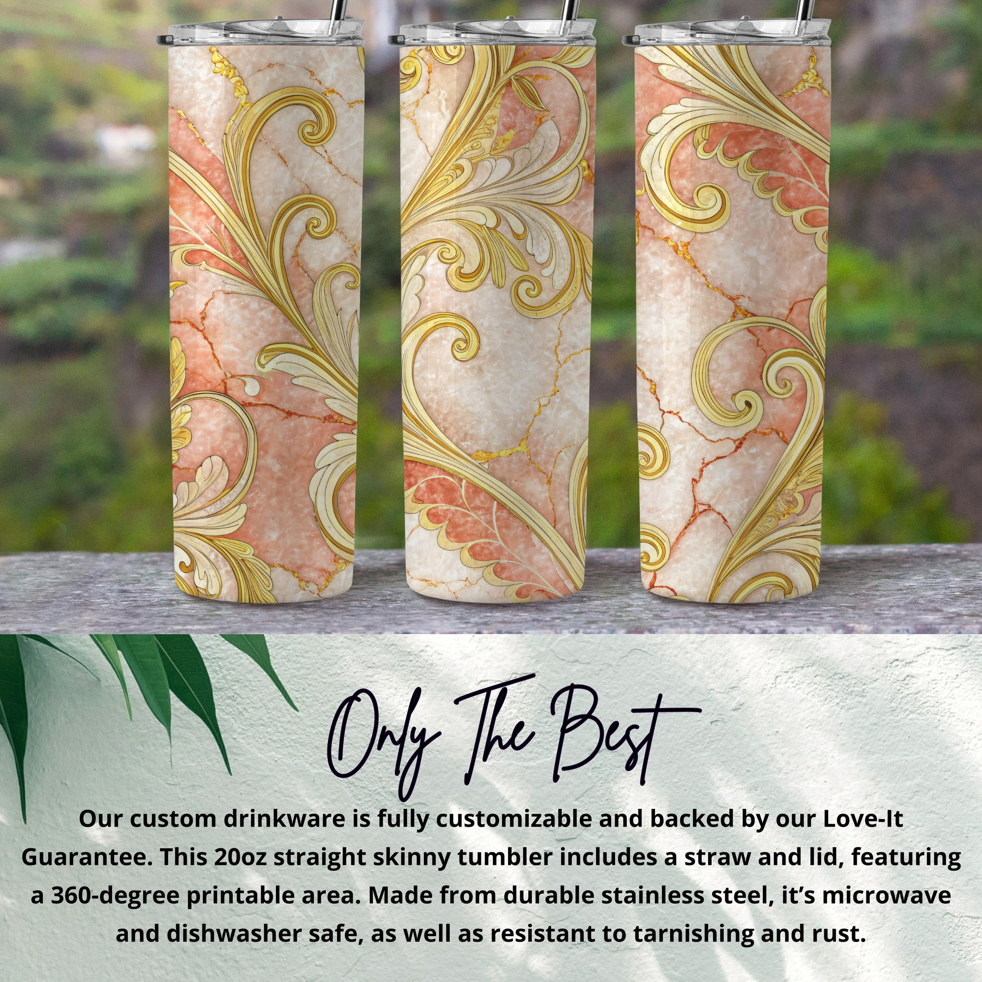Elegant Floral Design 20oz Skinny Tumbler Drinkware