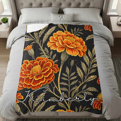 Personalized Floral Design Blanket with Name Kimberly