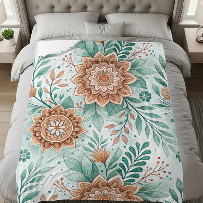 Rustic Florals Green Teal and Brown Botanical Design - Walk Greener