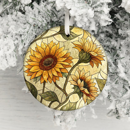 Vibrant Sunflower Pattern Holiday Ornament
