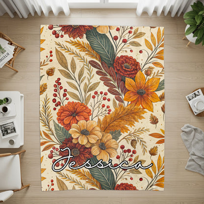 Personalized Jessica Floral Pattern Area Rug