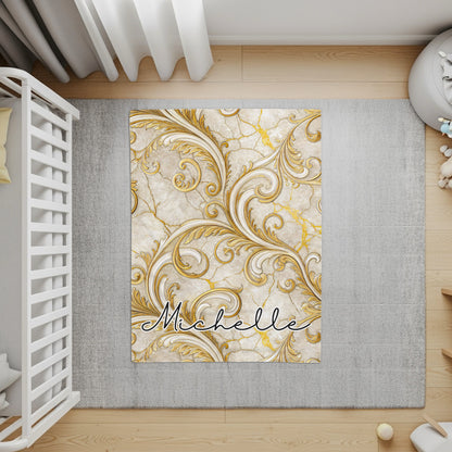 Ornate Gold and White Persian Styled Michelle Rug