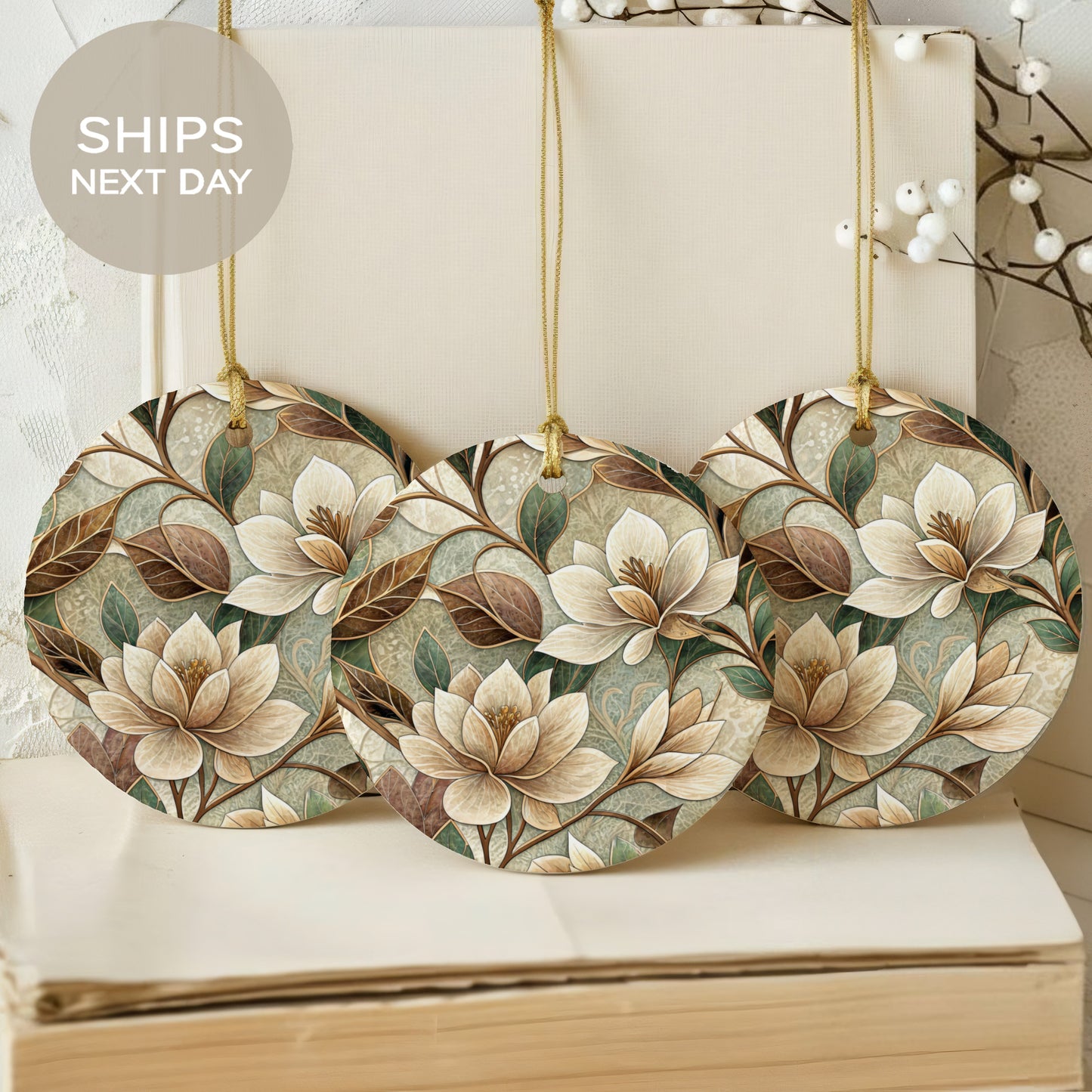 Elegant Floral Hanging Decor Ships Next Day Ornament