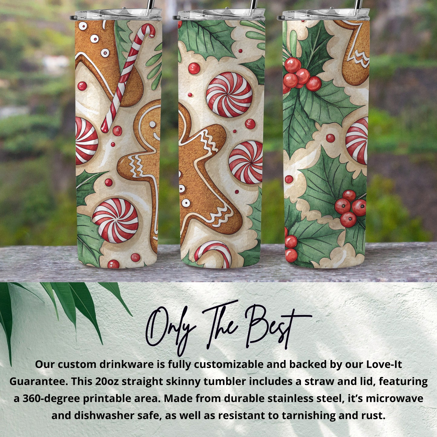 Gingerbread and Peppermint Holiday Tumbler Christmas Gift