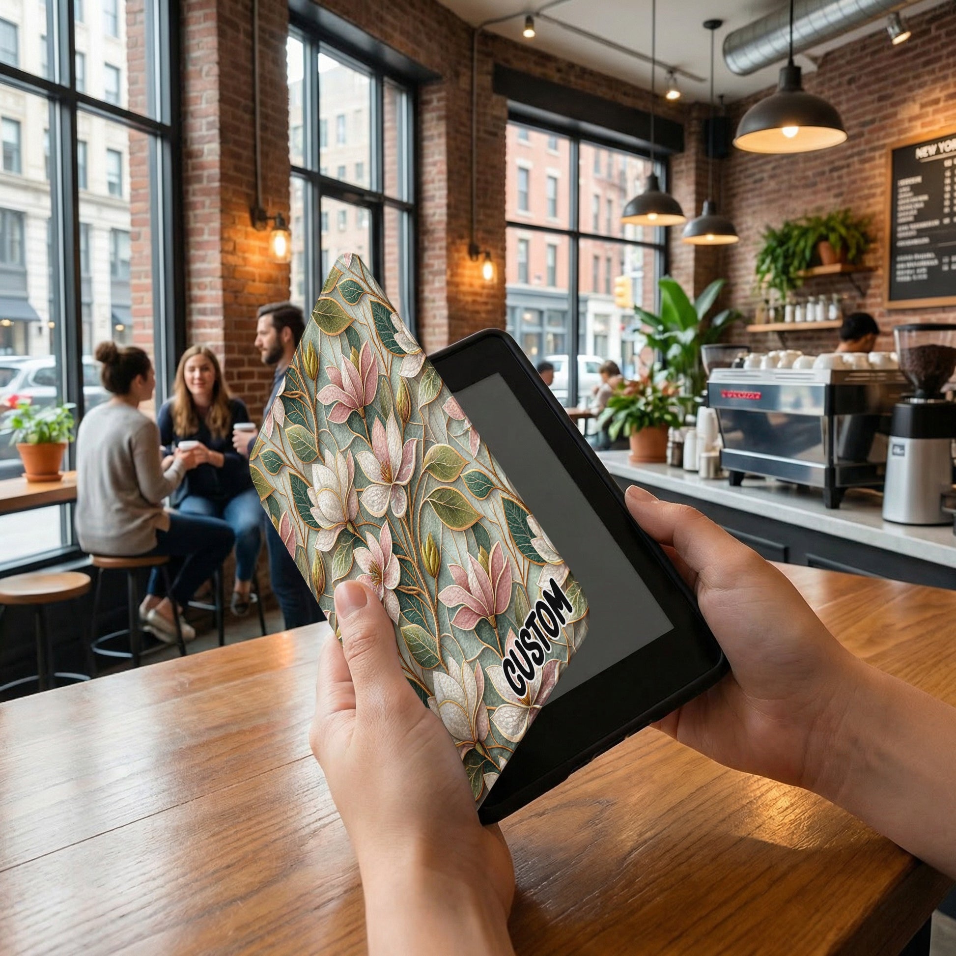 Custom Floral Design Tablet Cover with Elegant Print
