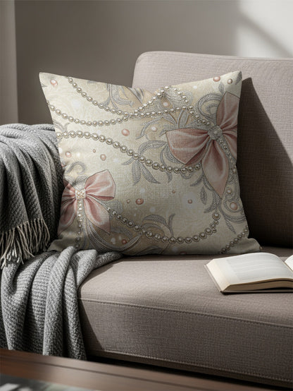 Glamorous Bows and Pearls Pattern Design Pillows & Pillow Cases - Walk Greener