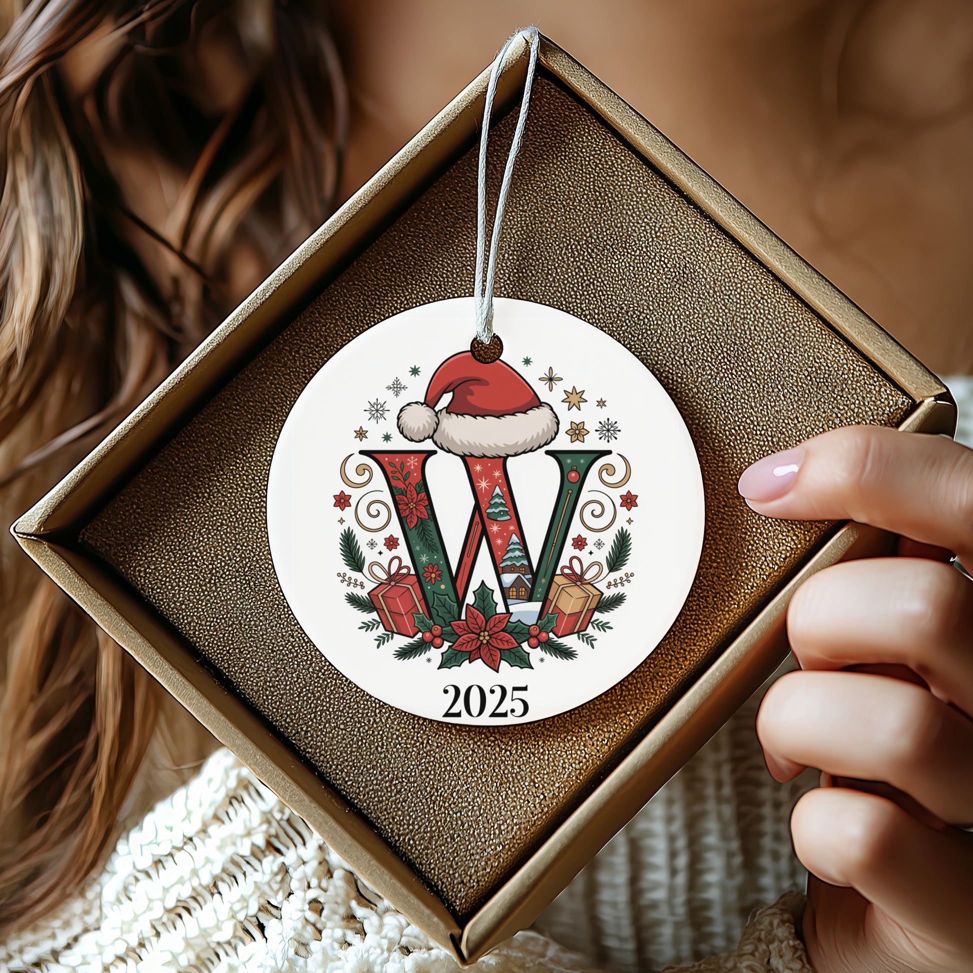 Festive Personalized W Ornament With 2025 Design product