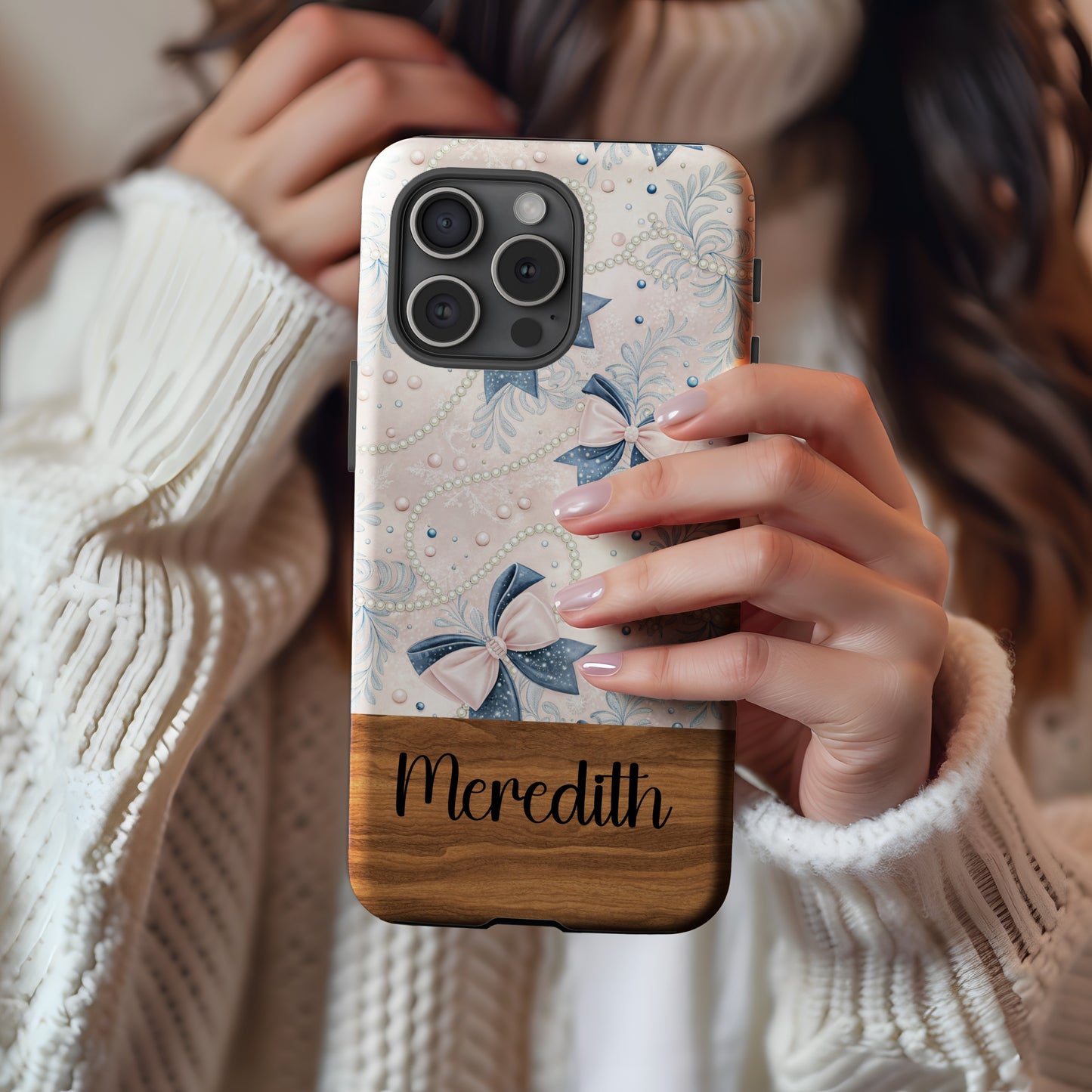 Personalized Floral Bow Design Phone Case for Meredith