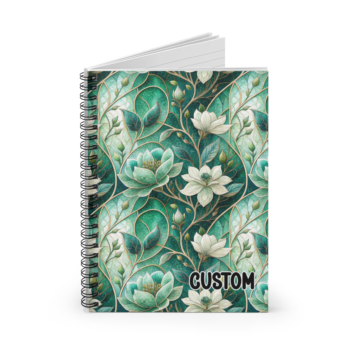 Floral Jade Custom Design Spiral Notebook