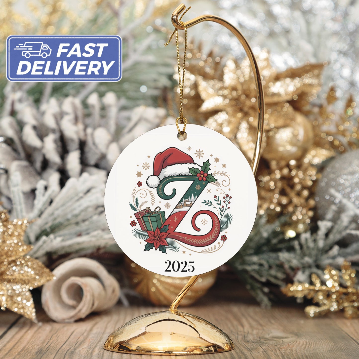Personalized Santa Initial Ornament 2025 Holiday product
