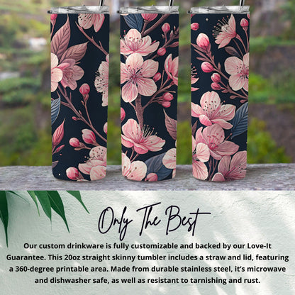 Floral Design 20oz Straight Skinny Tumbler Cup
