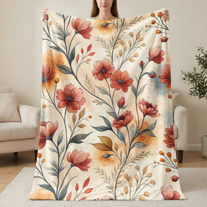 Red Floral Pattern Artistic Watercolor Painting Design - Walk Greener